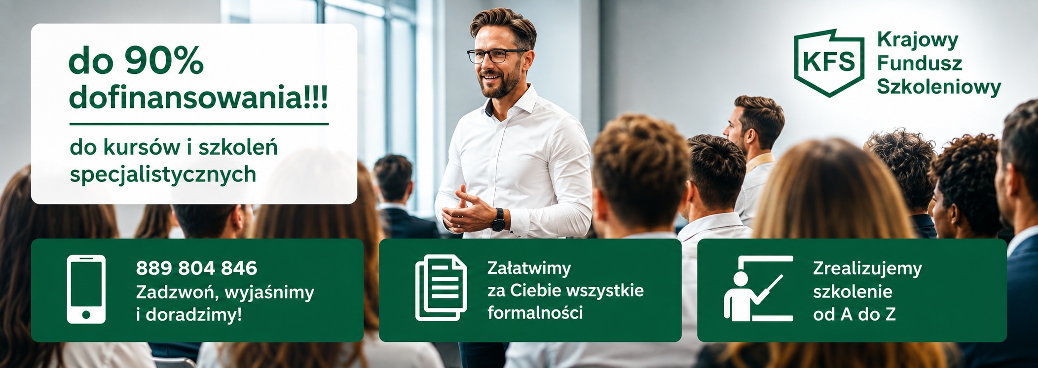 Informacja o możliwości dofinansowania kursów i szkoleń specjalistycznych z Krajowego Funduszu Szkoleniowego
